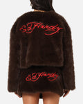 Ed Hardy Women's Faux Fur Jacket Brown