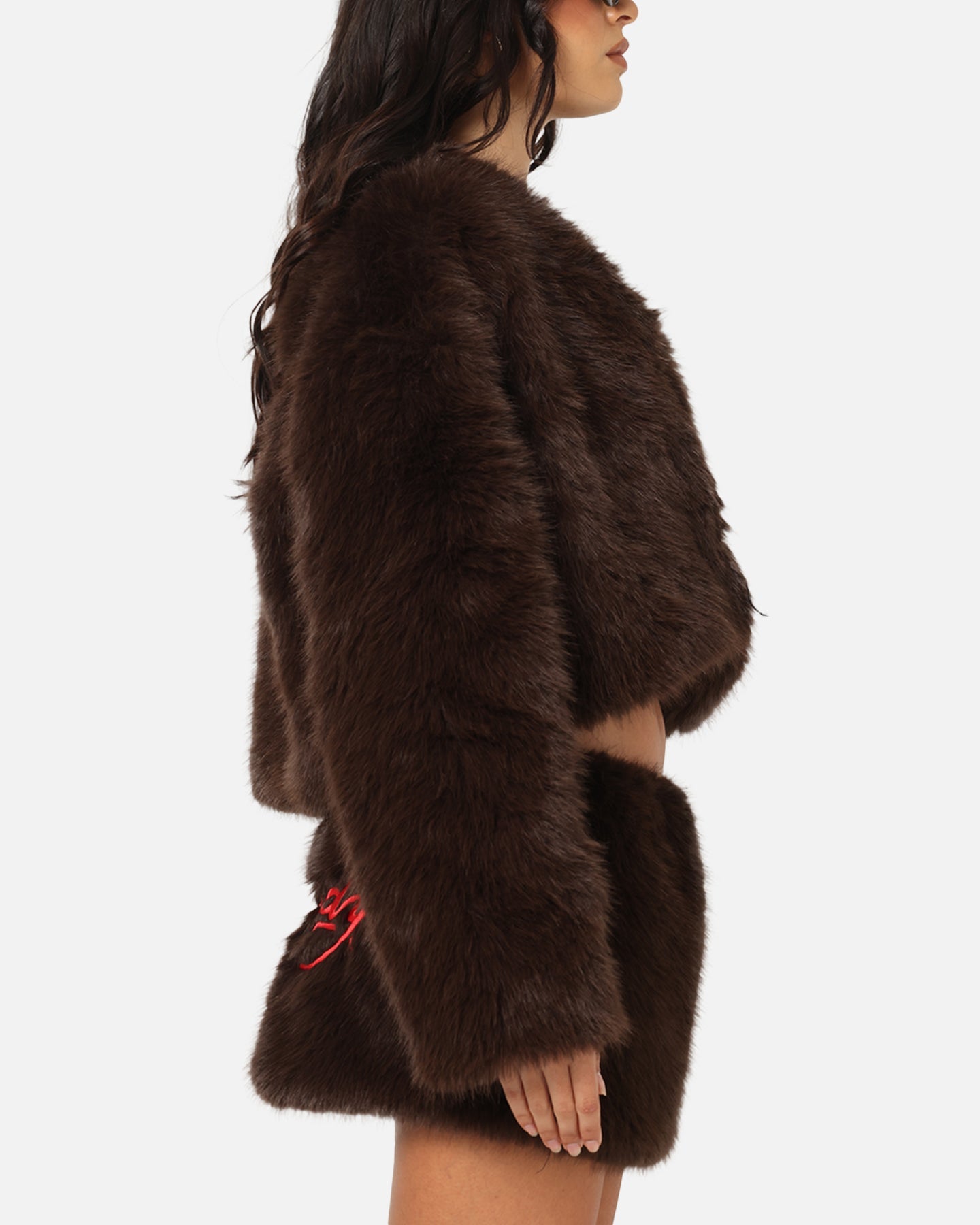 Ed Hardy Women's Faux Fur Jacket Brown