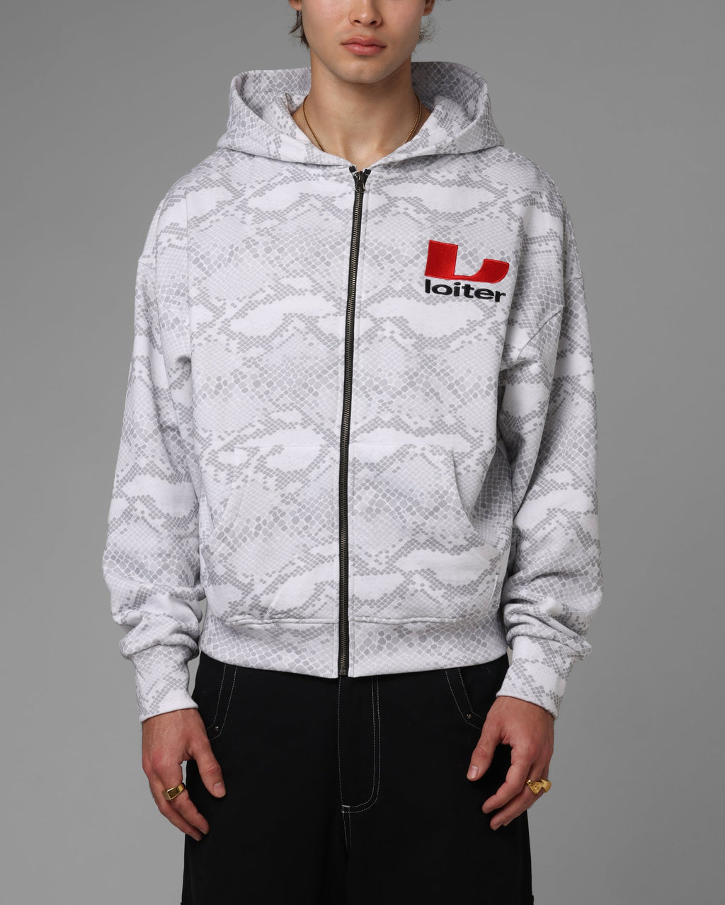 Loiter Slither Zip Hoodie Grey