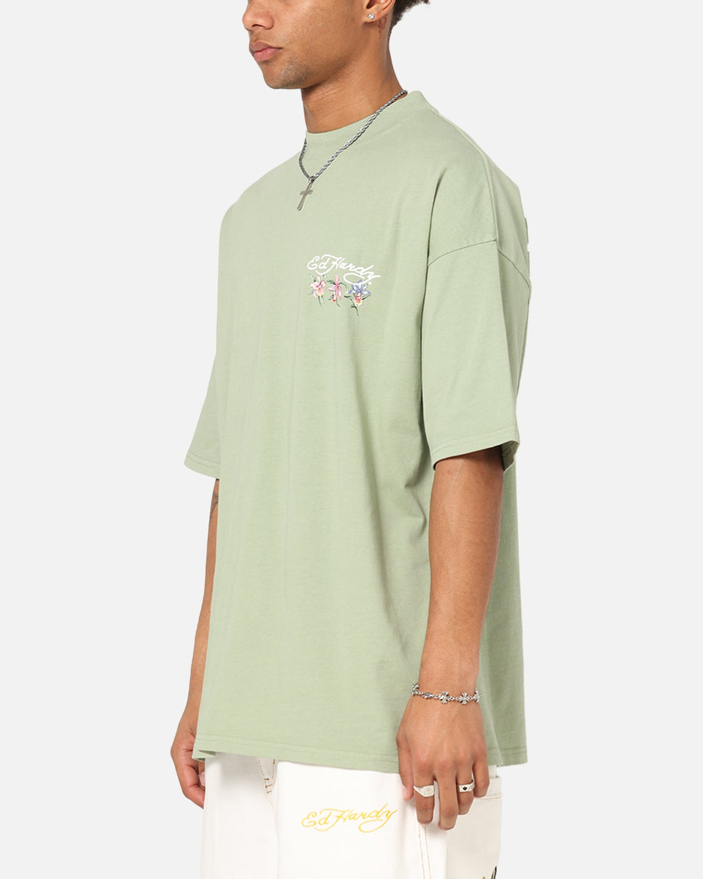 Ed Hardy Flowers T-Shirt Sage