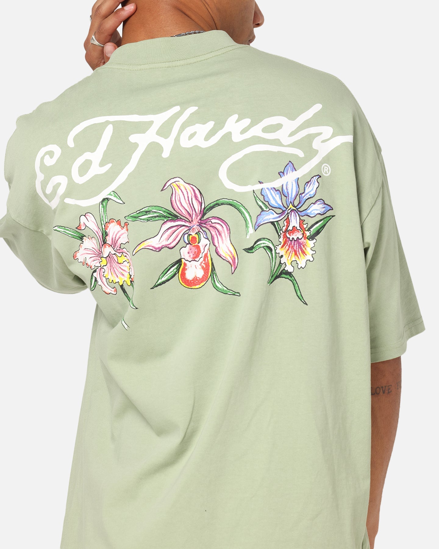 Ed Hardy Flowers T-Shirt Sage
