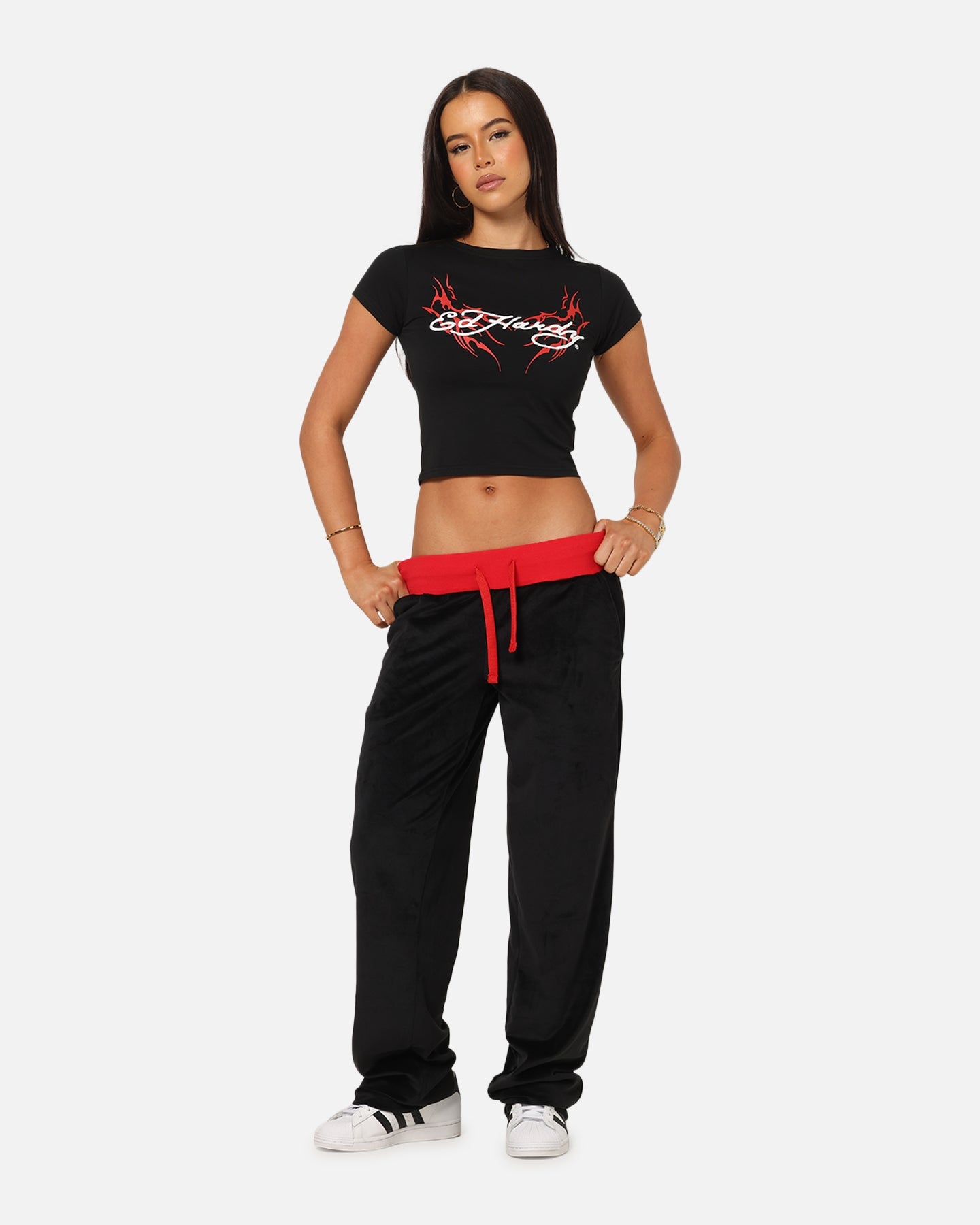 Ed Hardy Women's Tribal Baby T-Shirt Black/Red