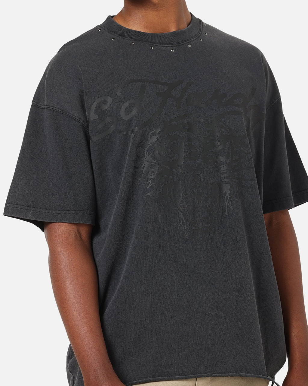 Ed Hardy Distress Tiger T-Shirt Black