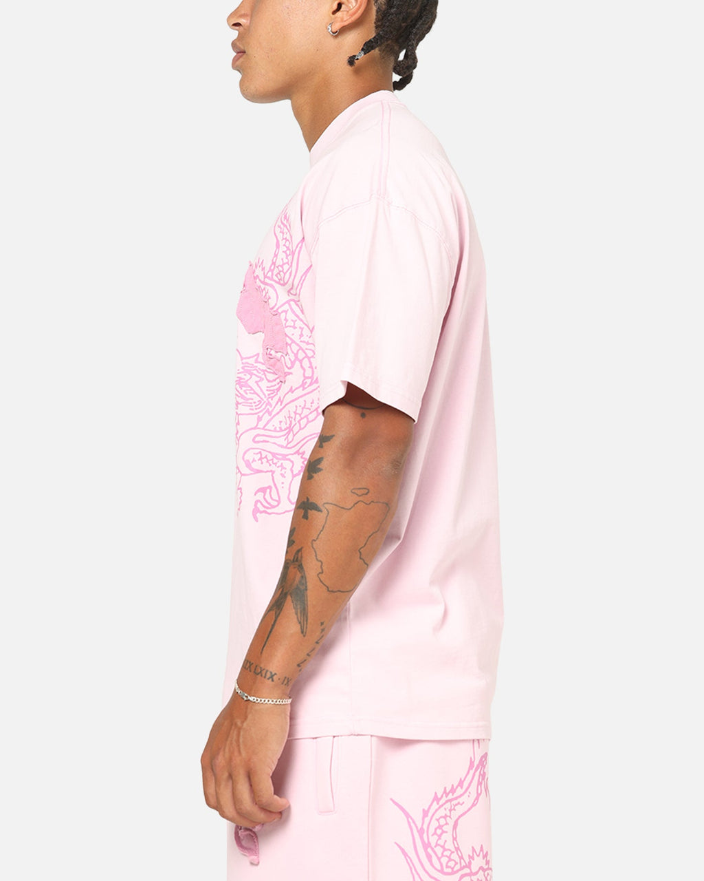 Ed Hardy Double Dragon Applique T-Shirt Pink