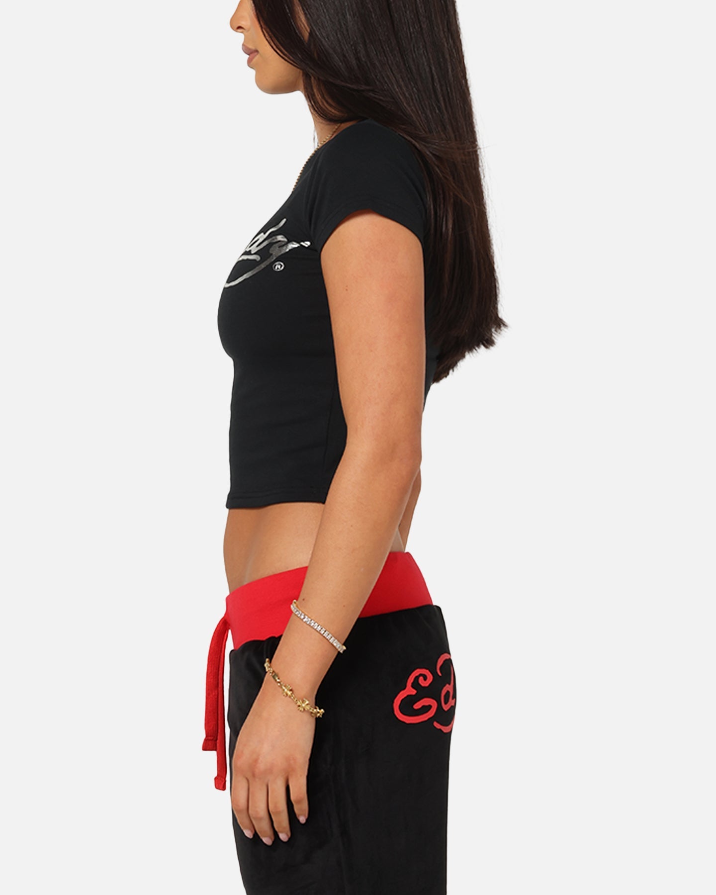 Ed Hardy Women's Chrome Baby T-Shirt Black