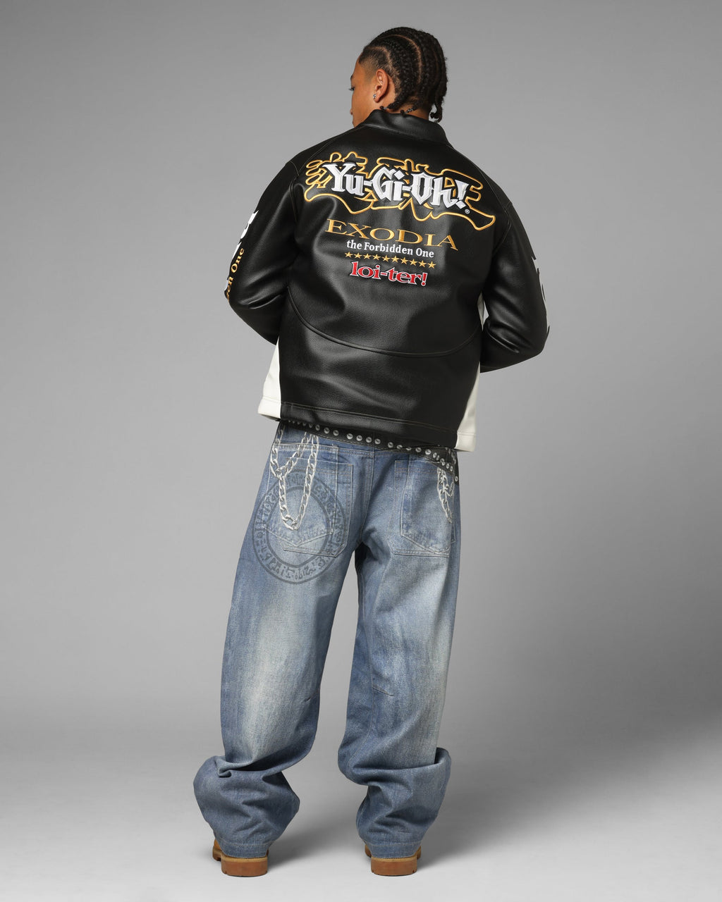 Loiter X Yu-Gi-Oh! Exodia Biker Jacket Black/Off White