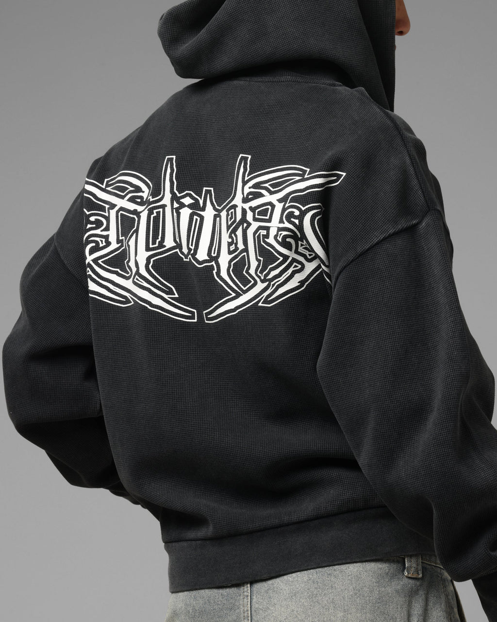 Loiter Waffle Zip Hoodie Black