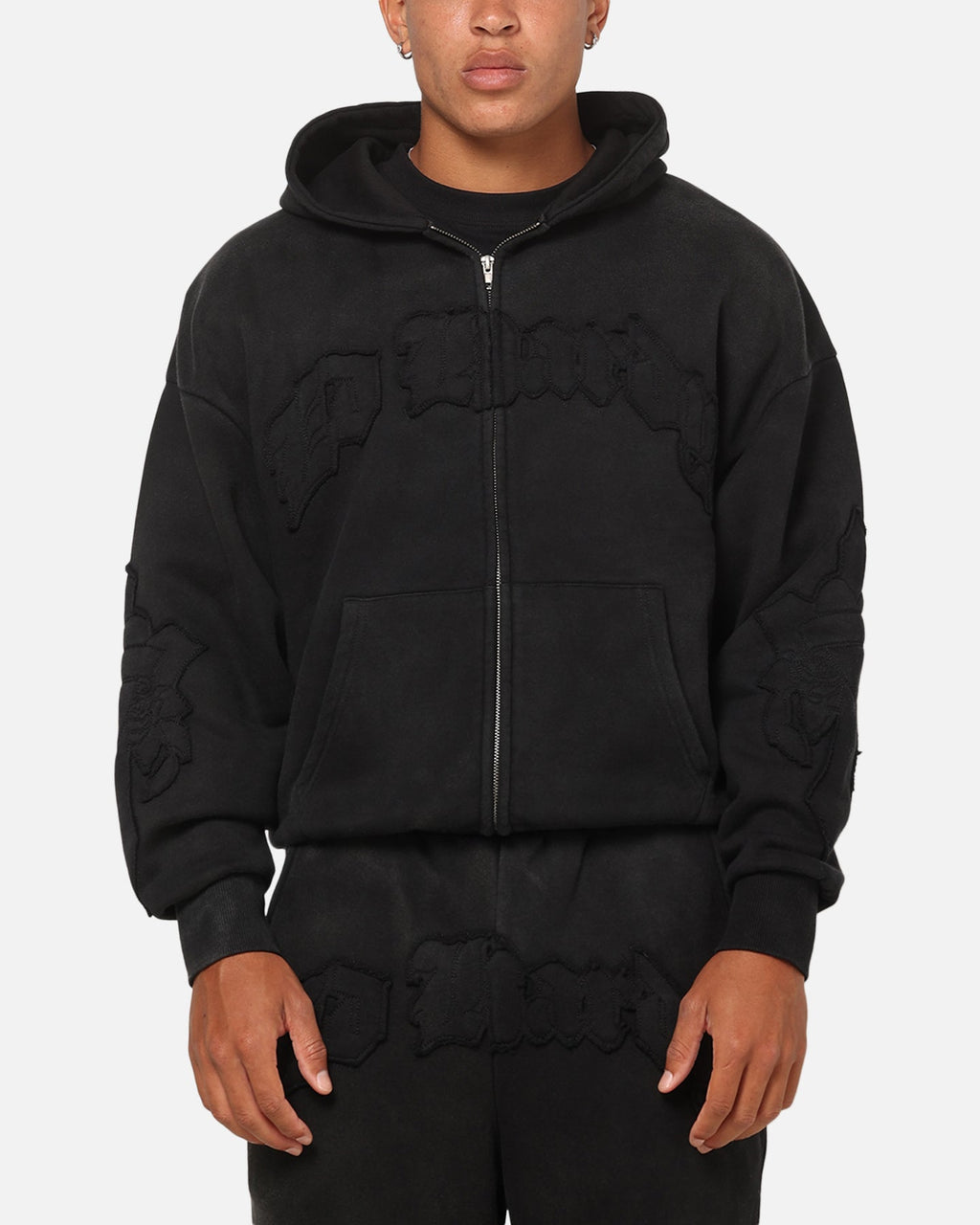 Ed Hardy Fray Zip Hoodie Black