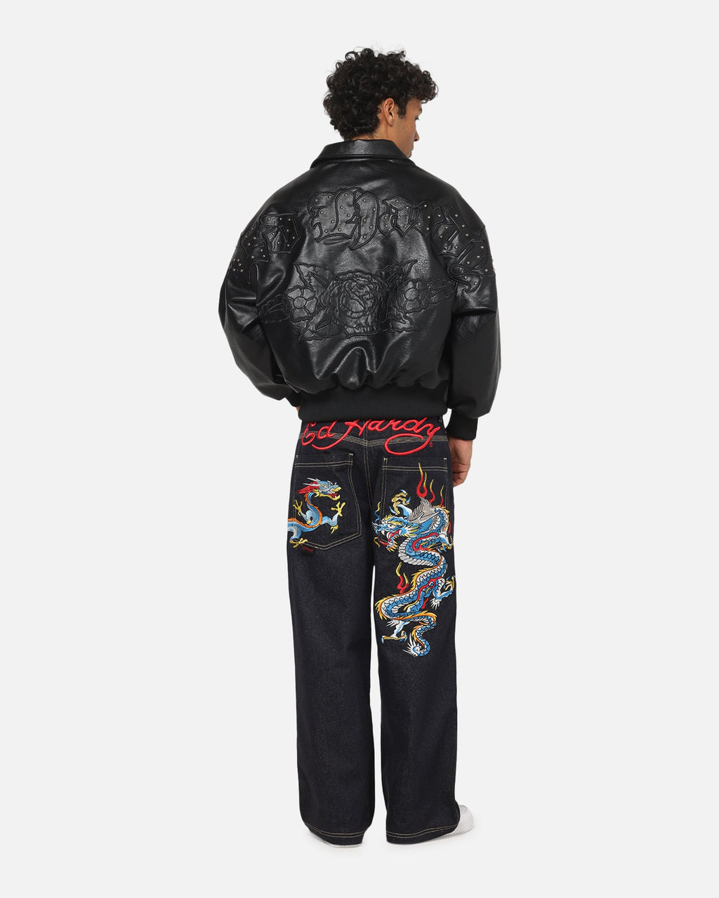 Ed Hardy Studded Bomber Jacket Black