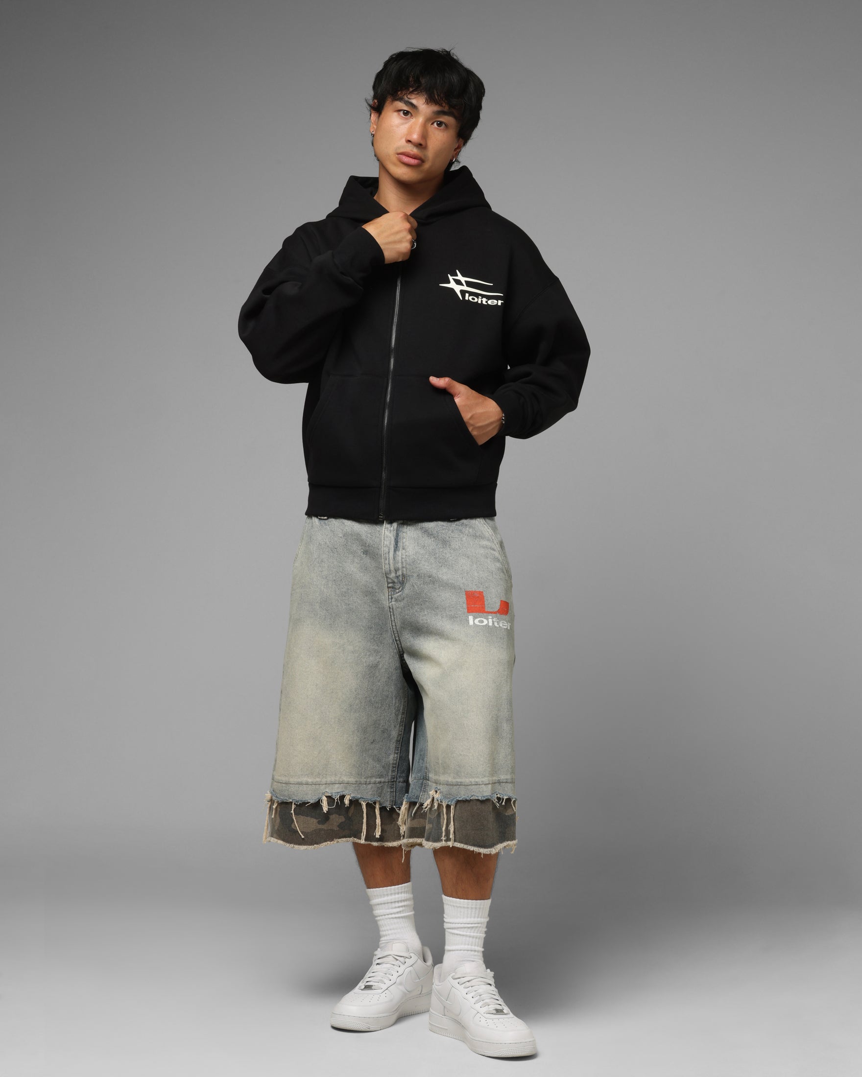 Loiter Ultra Hybrid Zip Hoodie Black/Camo
