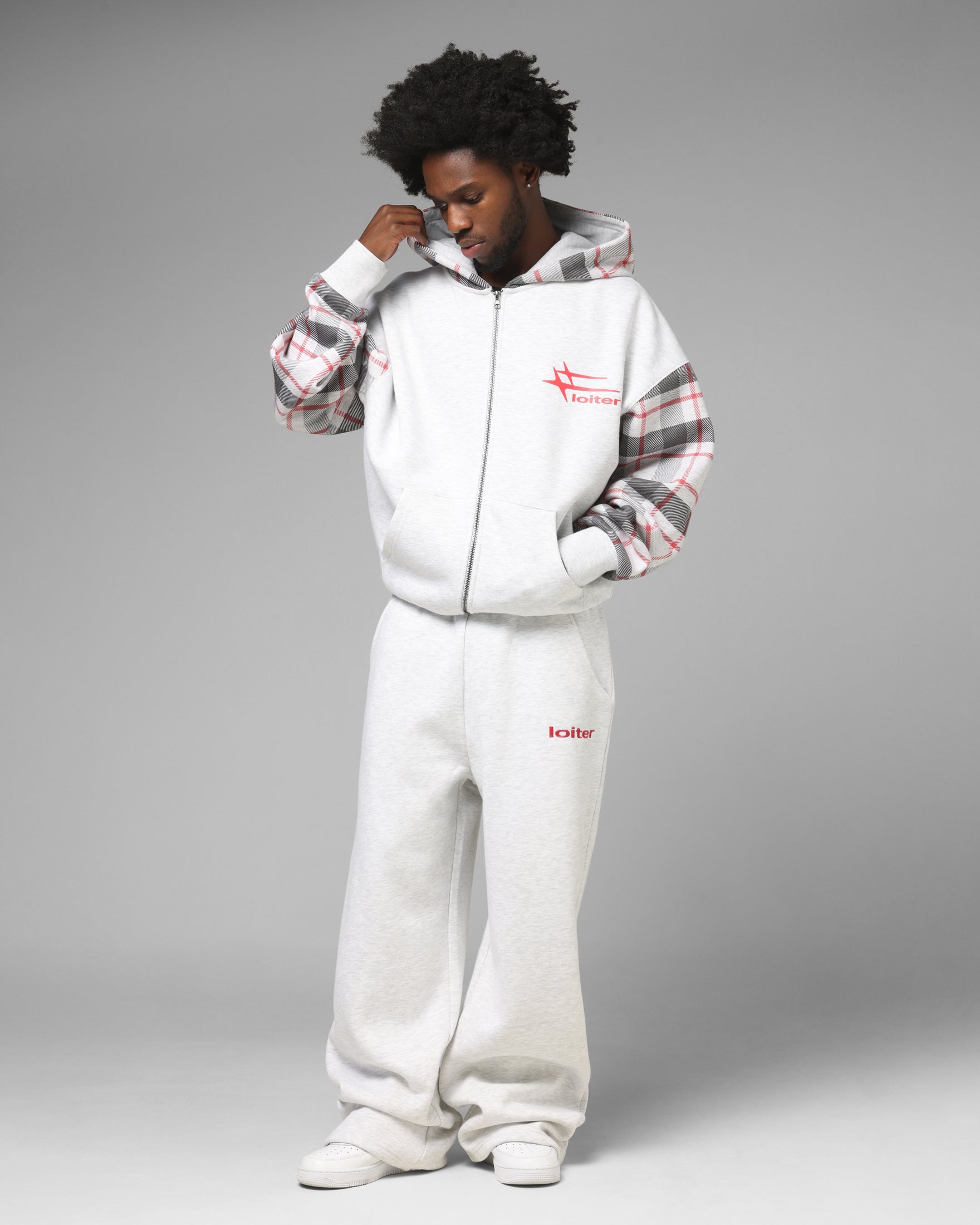 Loiter Ultra Hybrid Zip Hoodie Off White/Red