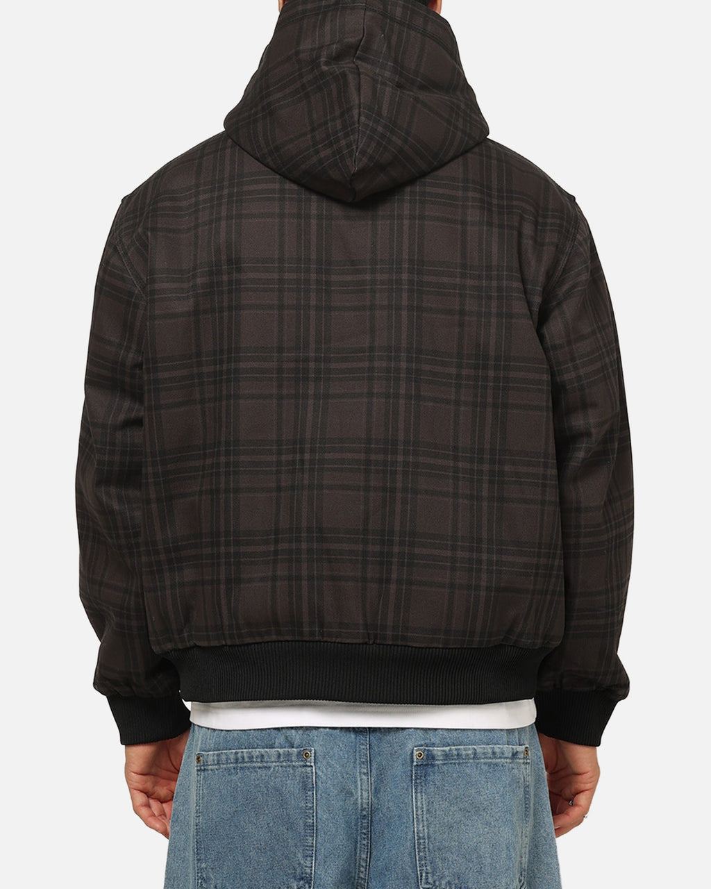 Carre Sherpa Lined Zip Hoodie Black Plaid