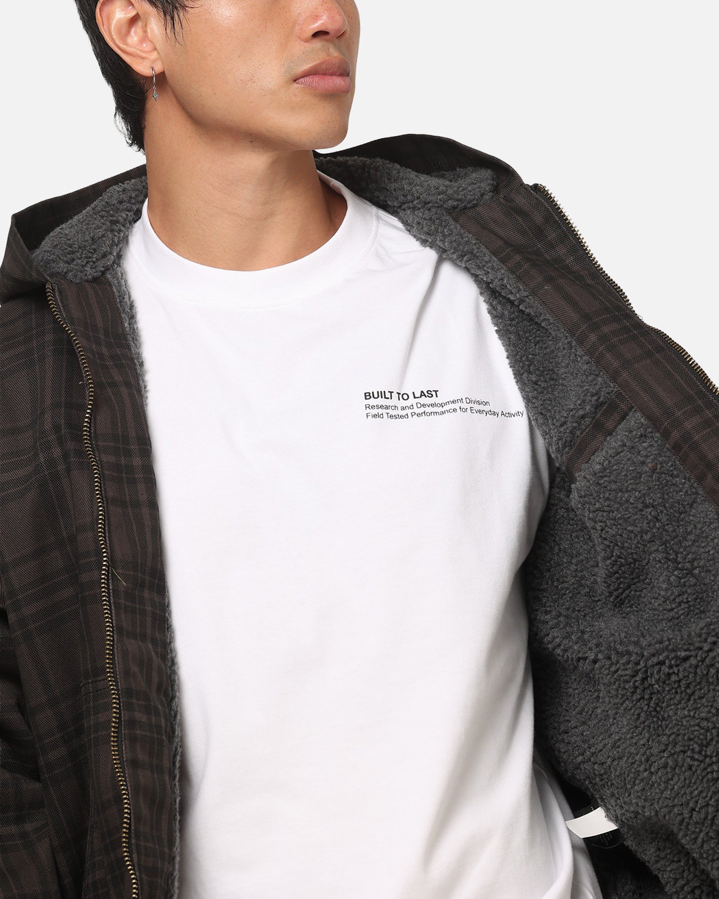 Carre Sherpa Lined Zip Hoodie Black Plaid