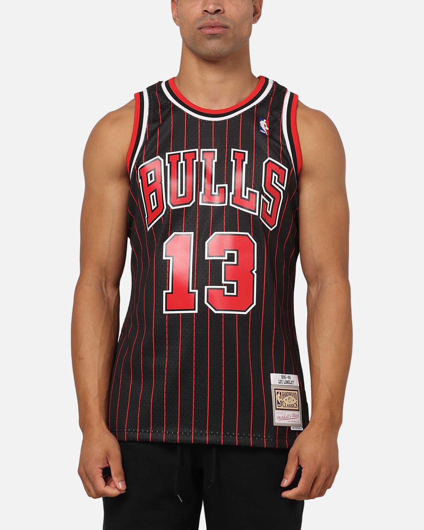 Mitchell & Ness Chicago Bulls Luc Longley 1995 Pinstripe Jersey Black