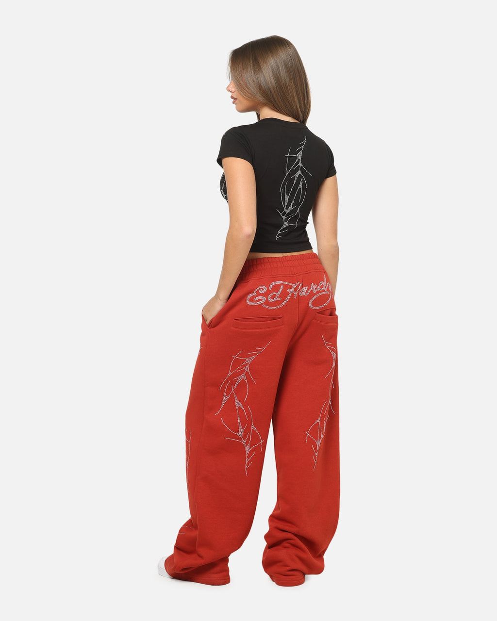 Ed Hardy Women's Cyber Rhinestone Baby T-Shirt Black