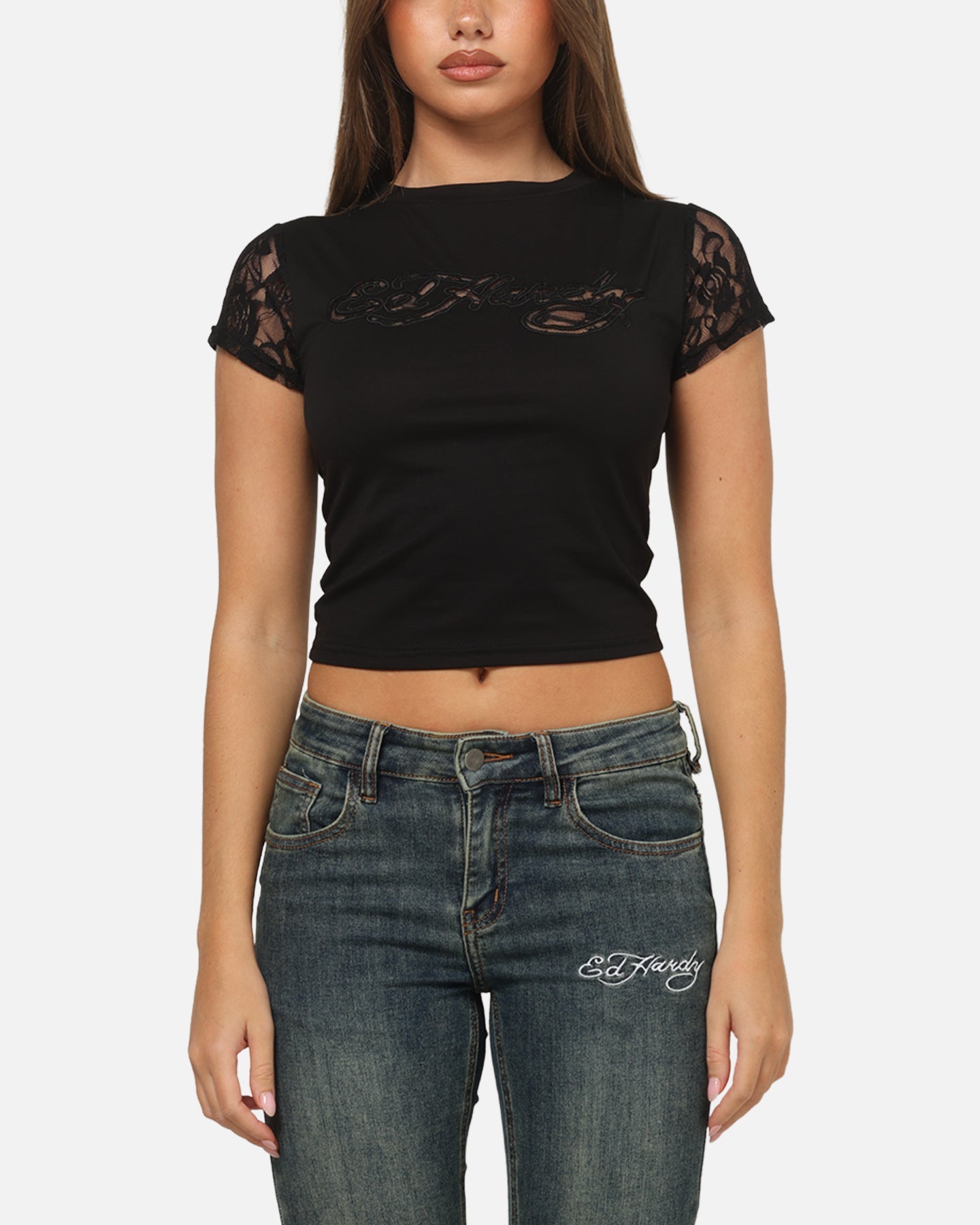 Ed Hardy Women's Veil Baby T-Shirt Black