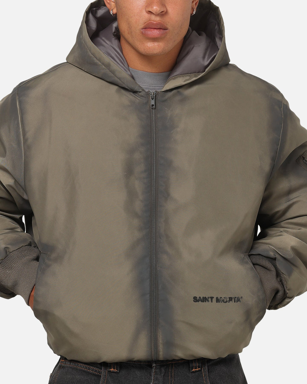 Saint Morta Patriot Hoodie Bomber Jacket Tan