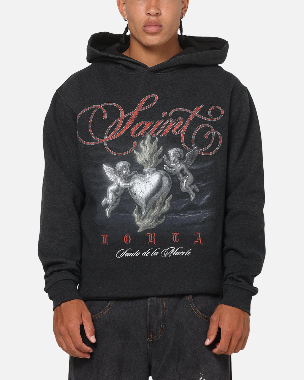 Saint Morta Heavens Kitchen Boxy Hoodie Black Wash