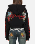 Ed Hardy Women's Afterburn Cropped Hoodie Black/Red