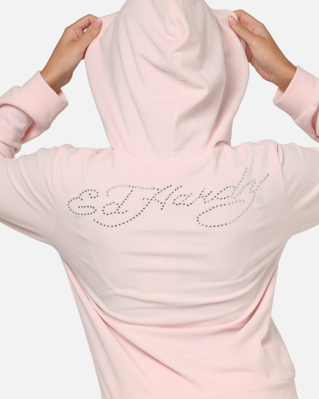 Ed Hardy Women's Rhinestone Cropped Hoodie Pink