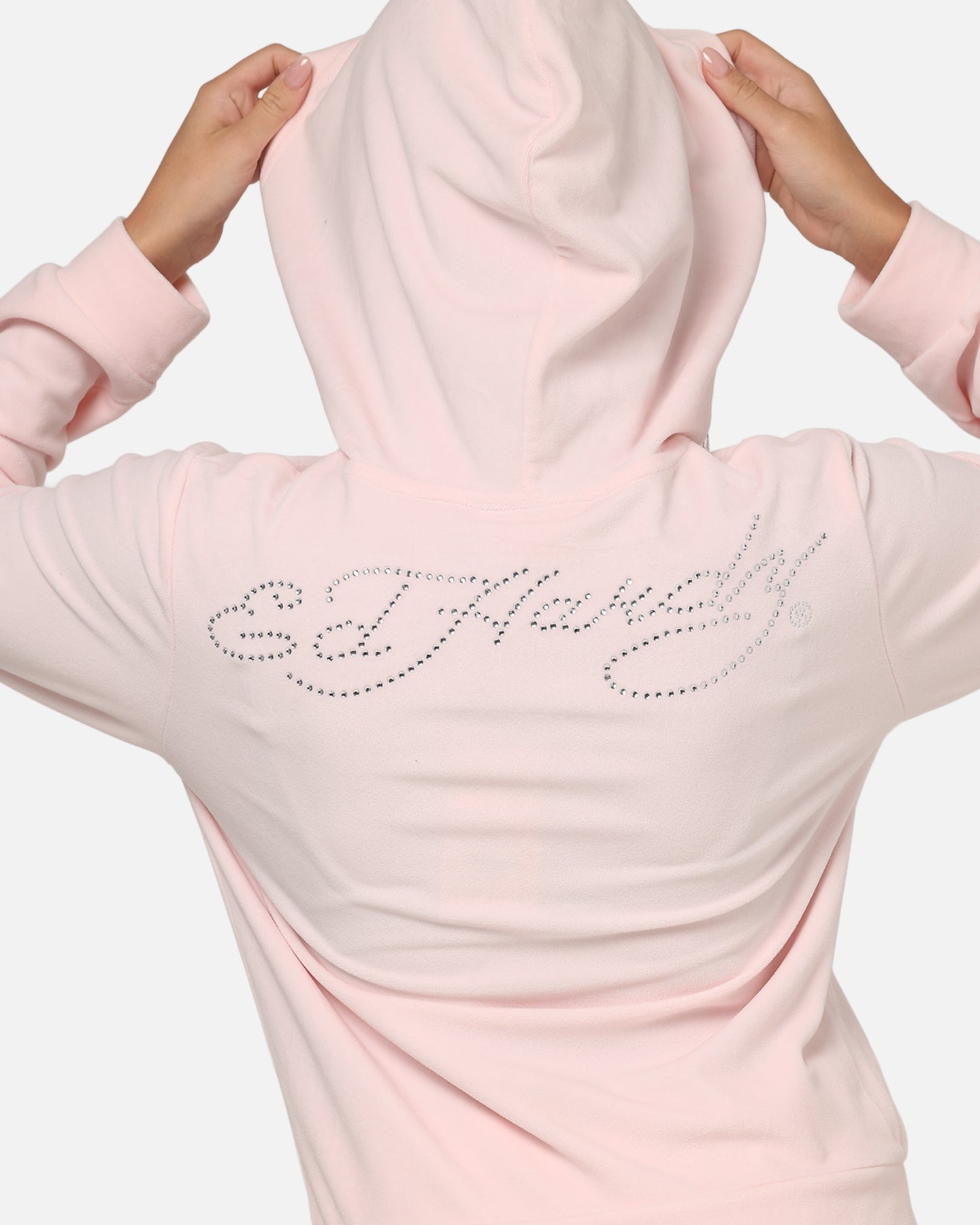 Ed Hardy Women's Rhinestone Cropped Hoodie Pink