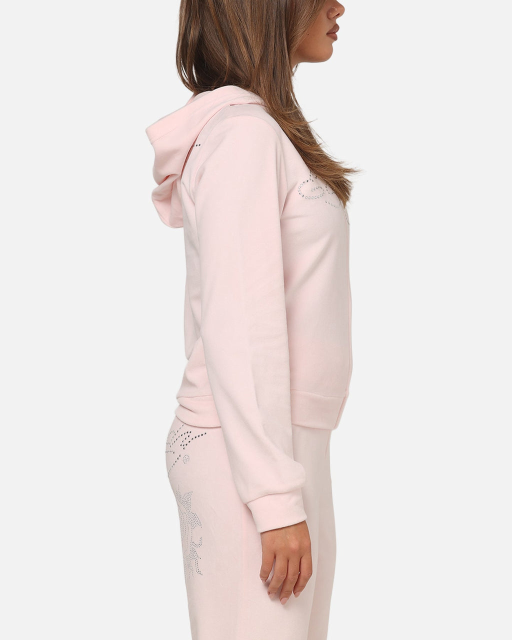 Ed Hardy Women's Rhinestone Cropped Hoodie Pink