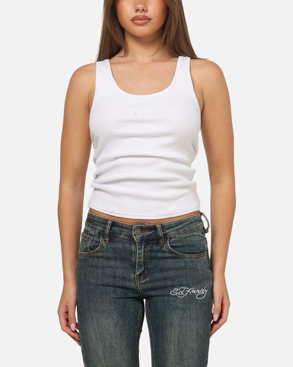 Ed Hardy Women's Signature Tank White