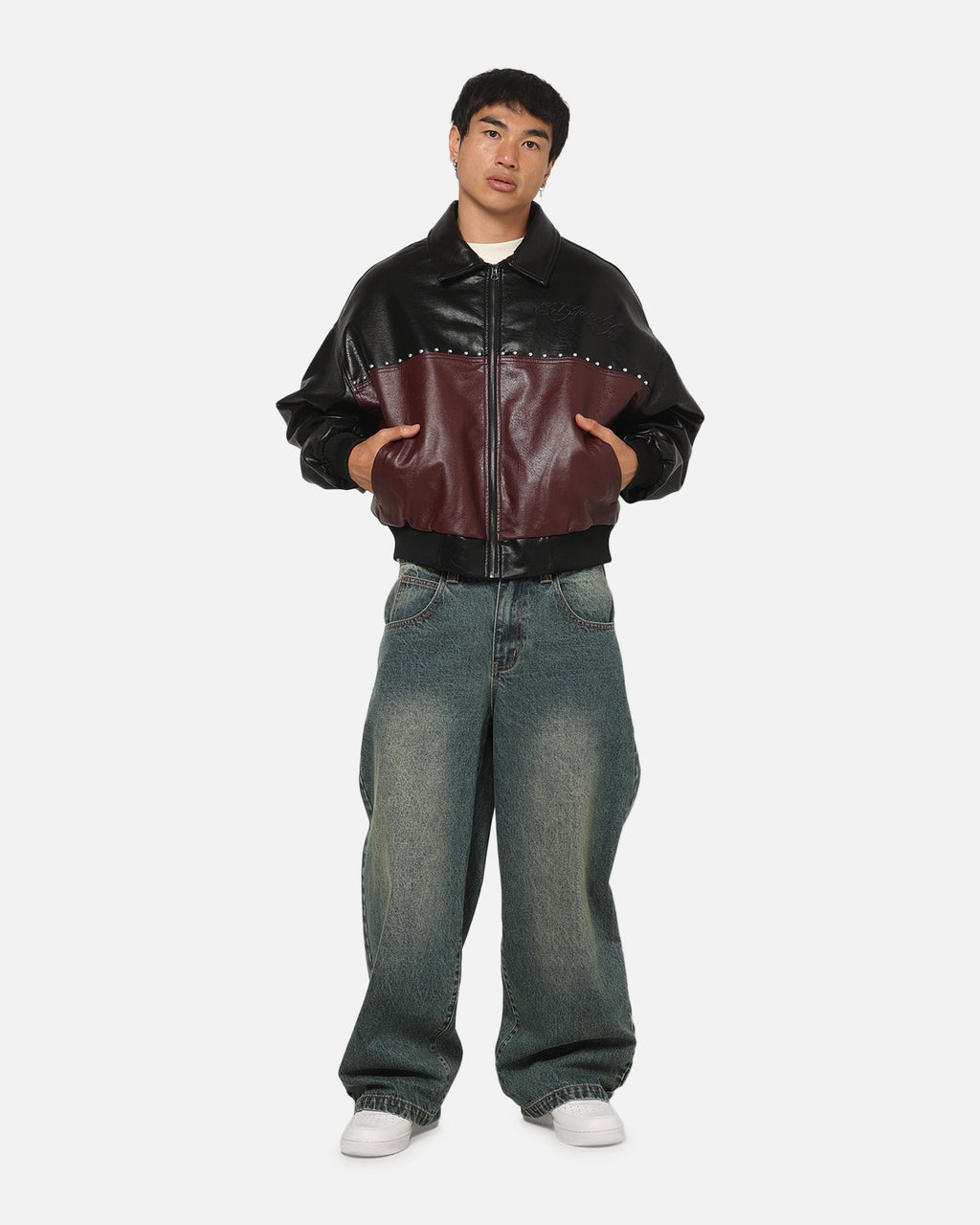 Ed Hardy Voltage Bomber Jacket Black/Burgundy