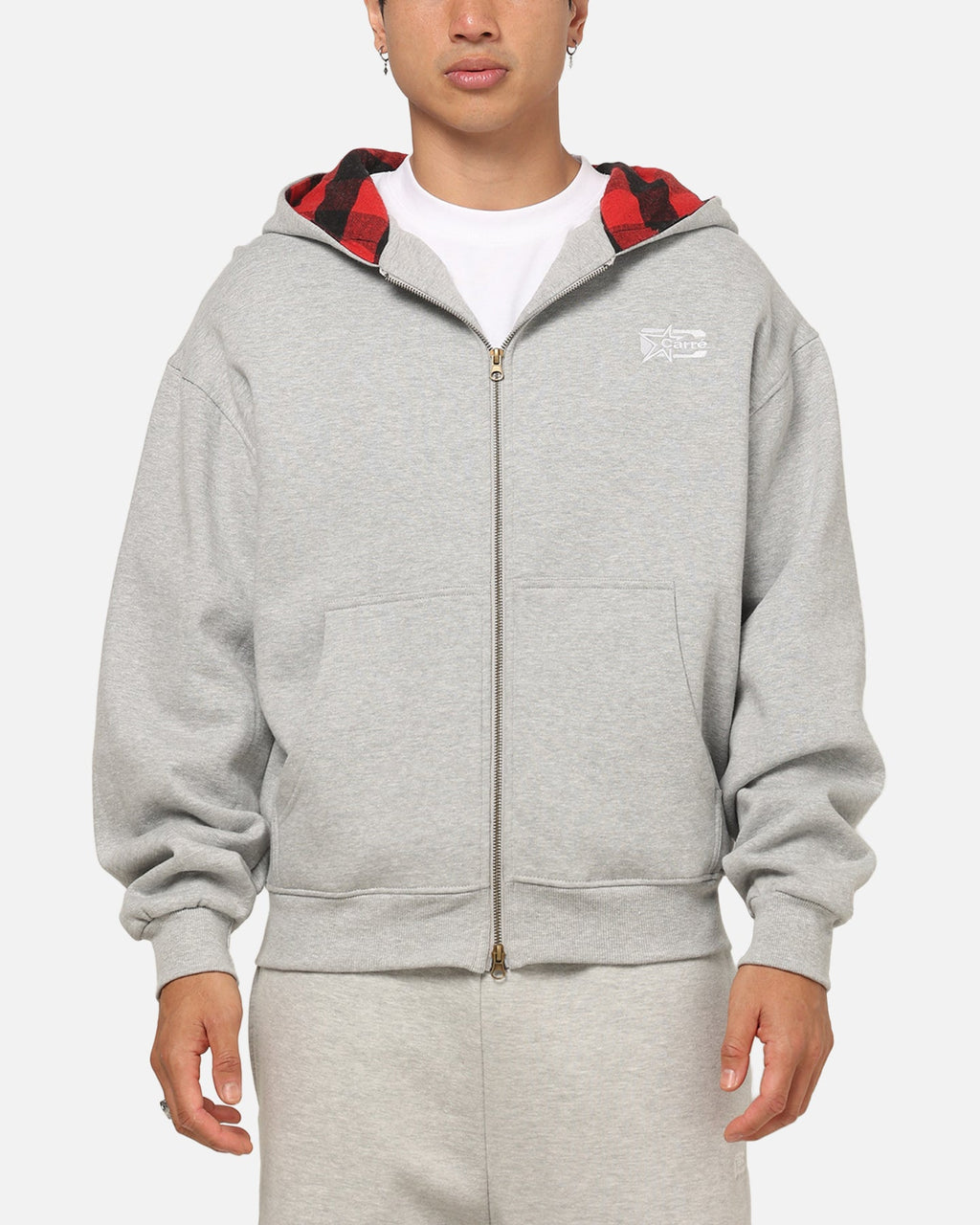 Carre True Form Hoodie Grey Marle/Plaid