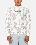Ed Hardy Tiger Waffle Long Sleeve T-Shirt Off White