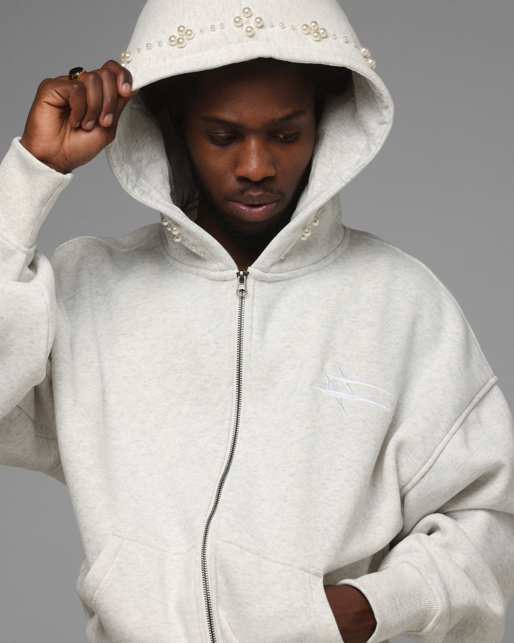 Loiter Pearl Zip Hoodie Off White