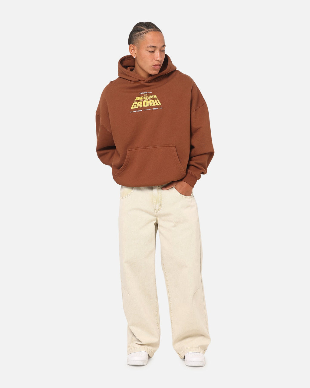 73Studio Star Wars Mandolorian Poster Hoodie Washed Brown