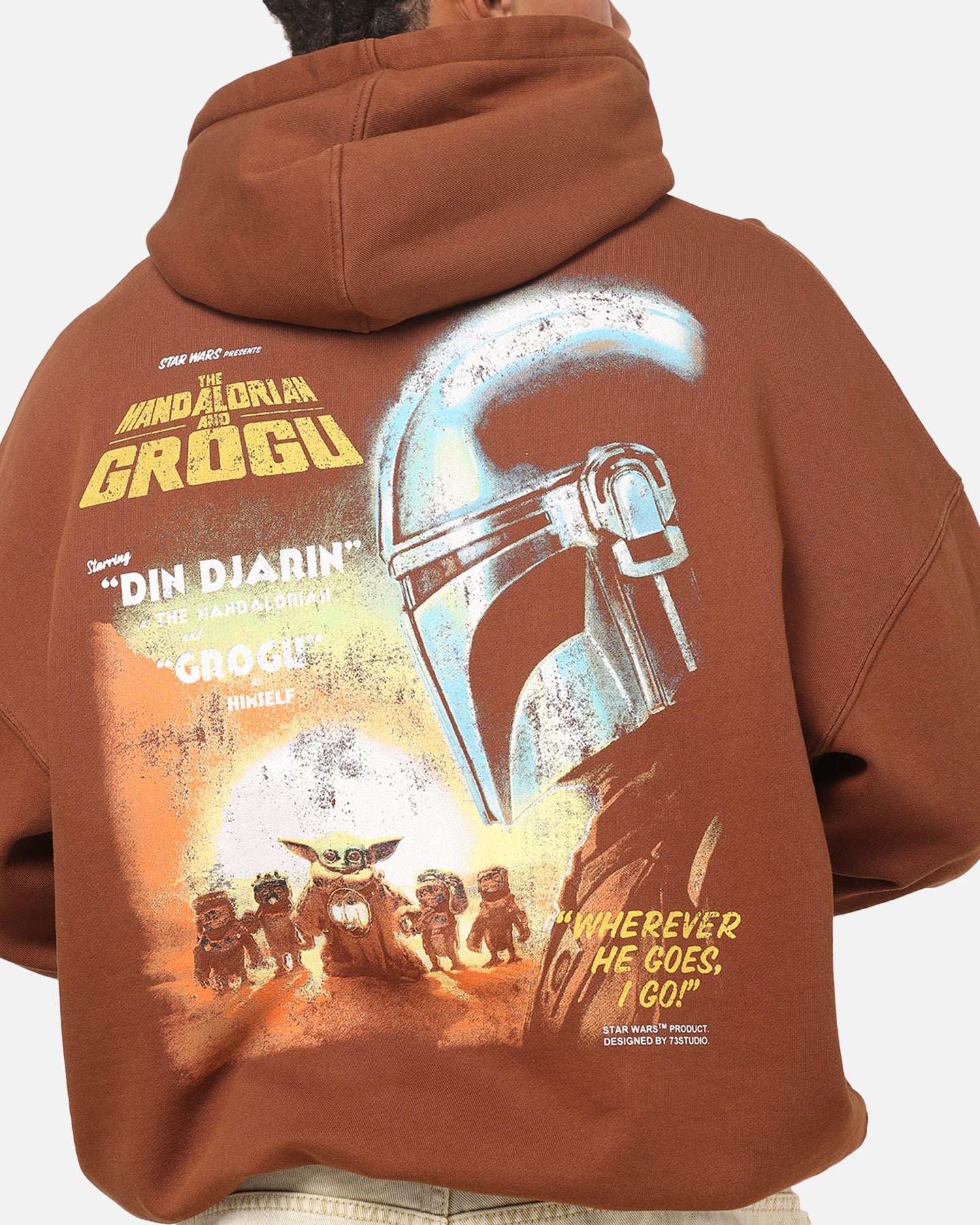 73Studio Star Wars Mandolorian Poster Hoodie Washed Brown