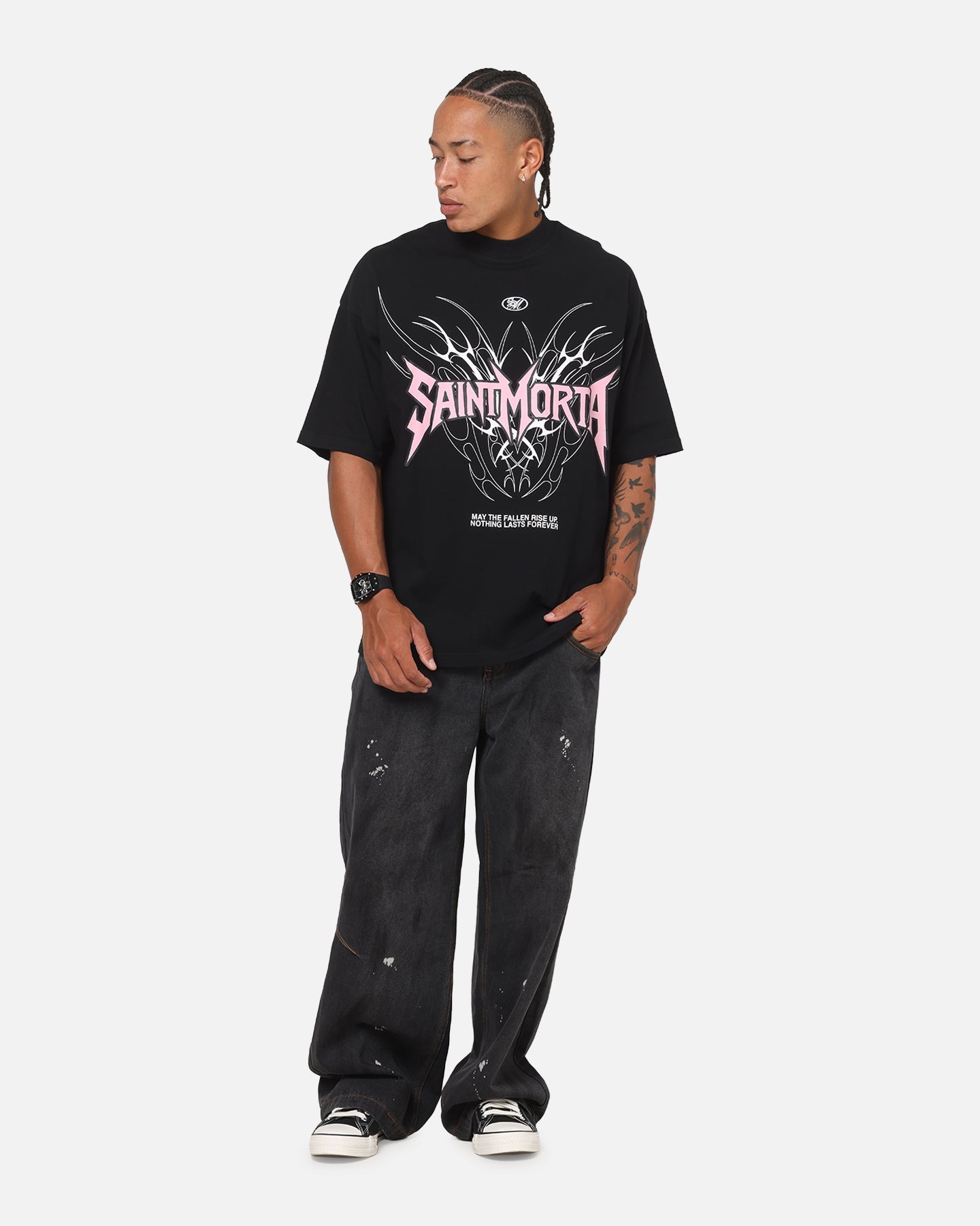 Saint Morta Fallen Tribal Boxy T-Shirt Black
