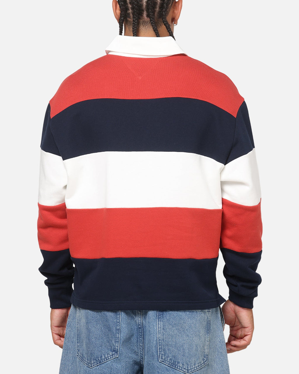 Tommy Jeans Relaxed Badge Stripe Rugby Shirt Navy