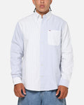 Tommy Jeans Relaxed Oxford Stripes Button Up Shirt Blue Pinstripe