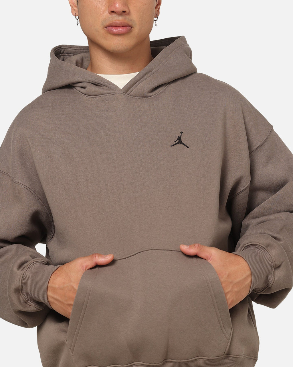 Jordan Brooklyn Fleece Oversized Hoodie Olive Grey