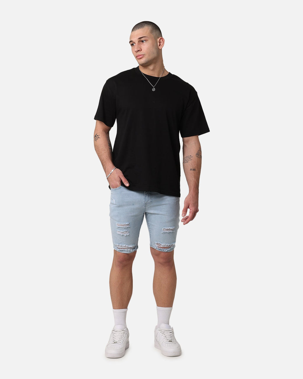 Saint Morta Thrashed Shorts Pale Blue