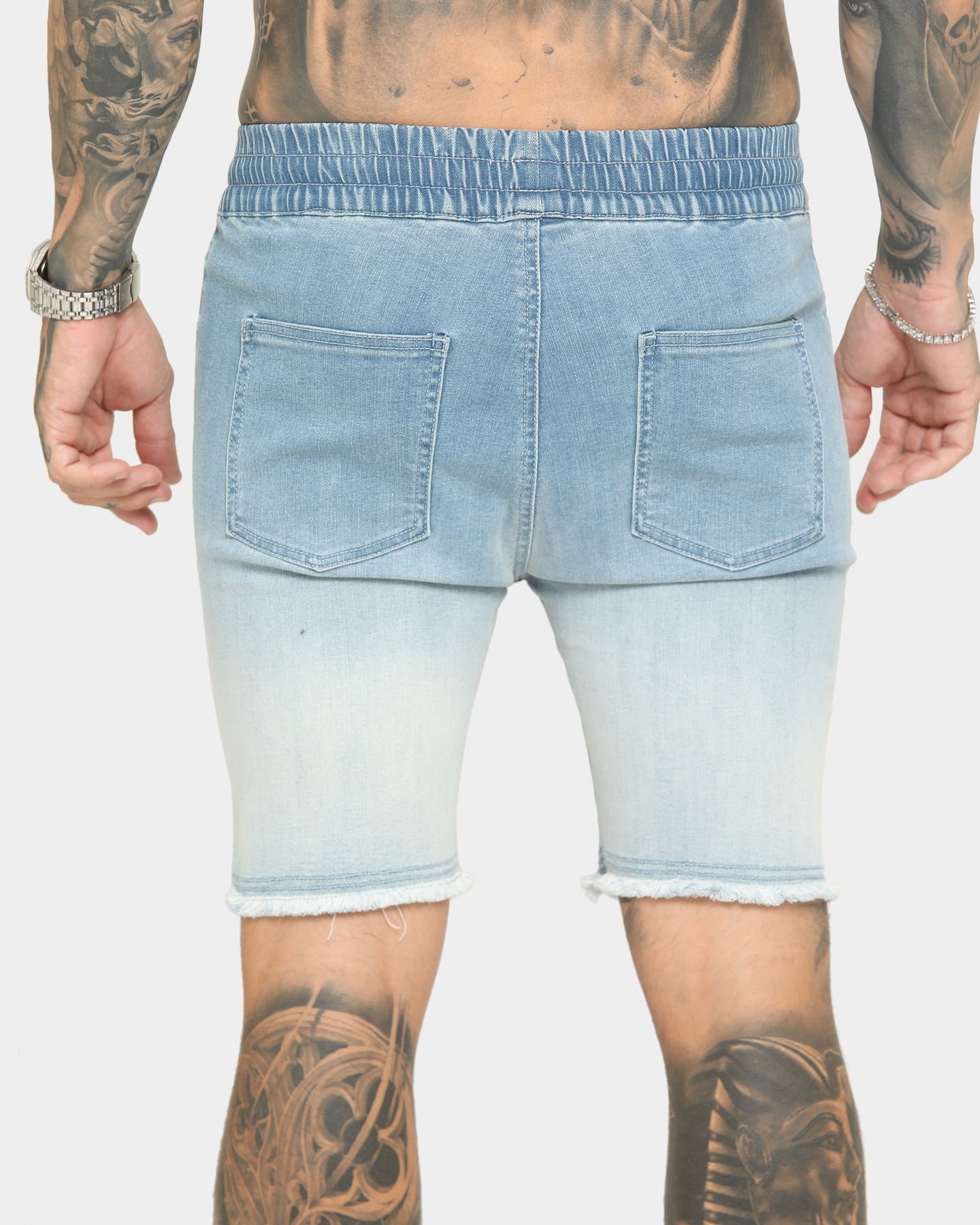 EN ES Gunner Skinny Ripped Shorts Gradient Blue