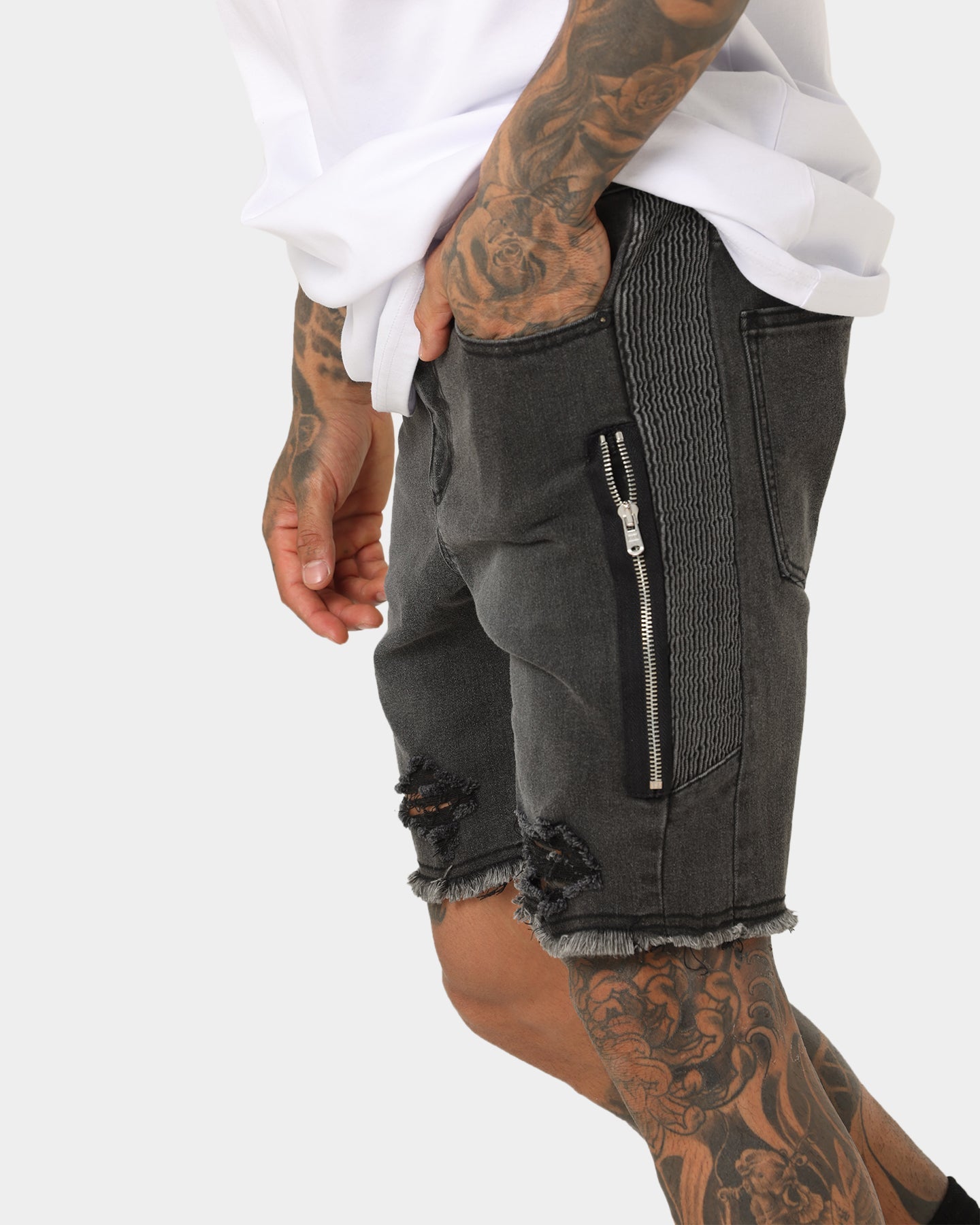 Saint Morta Codex Denim Shorts Vintage Black