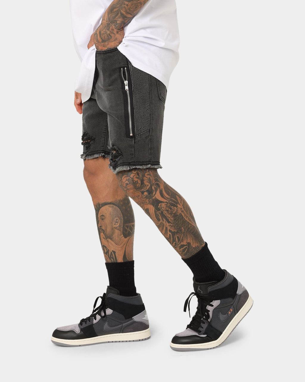 Saint Morta Codex Denim Shorts Vintage Black