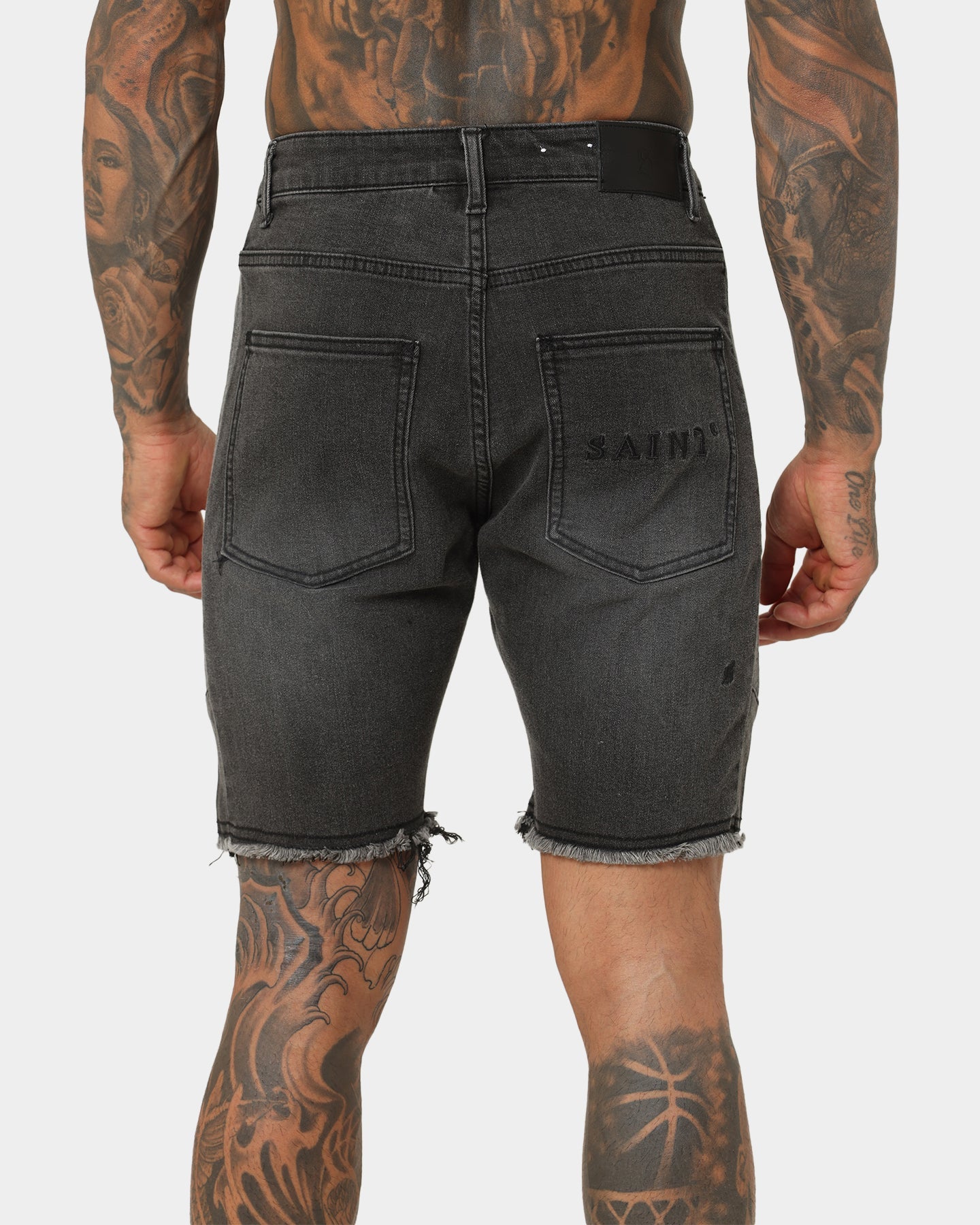 Saint Morta Codex Denim Shorts Vintage Black