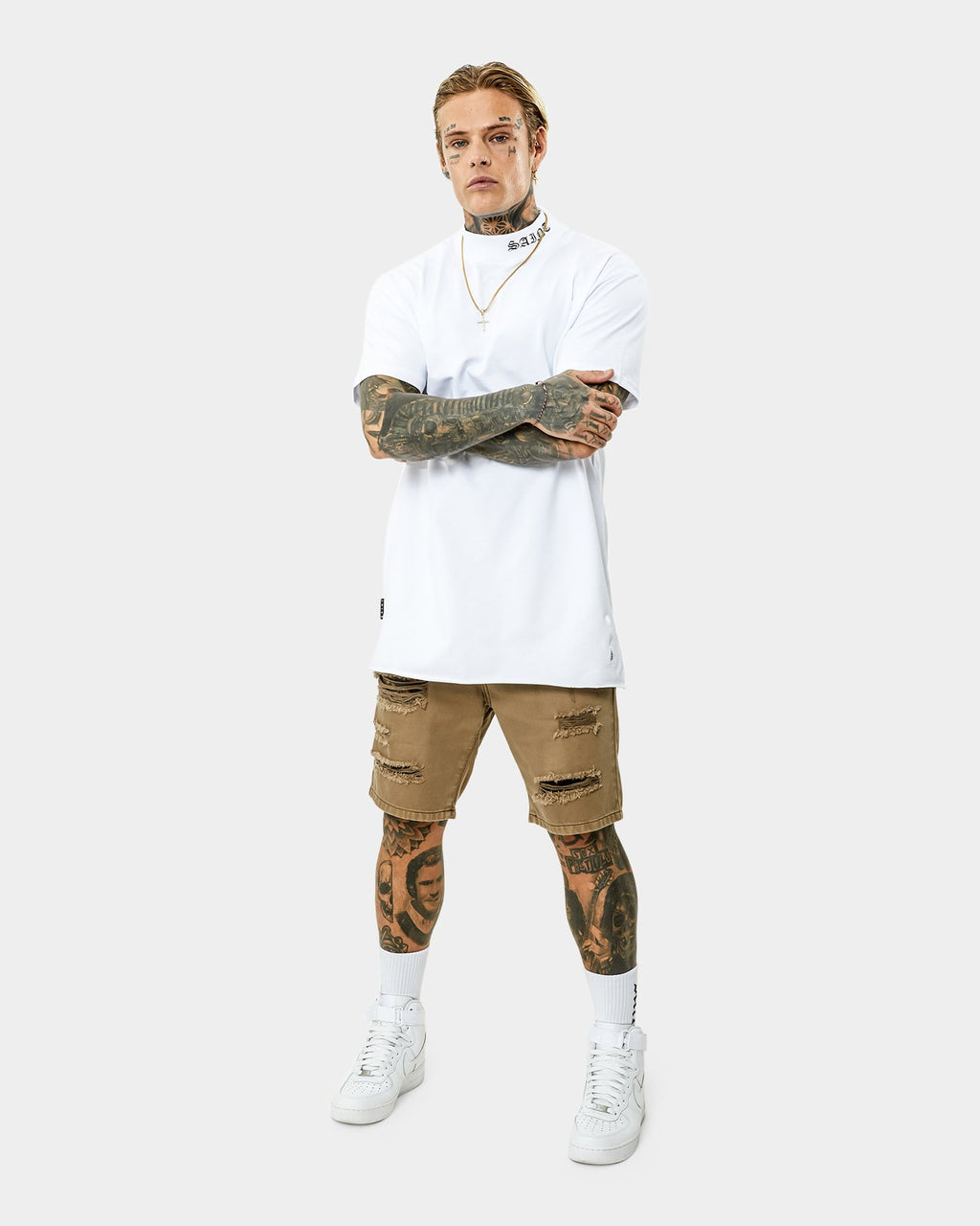 Saint Morta Destroyer Distressed Shorts Brown