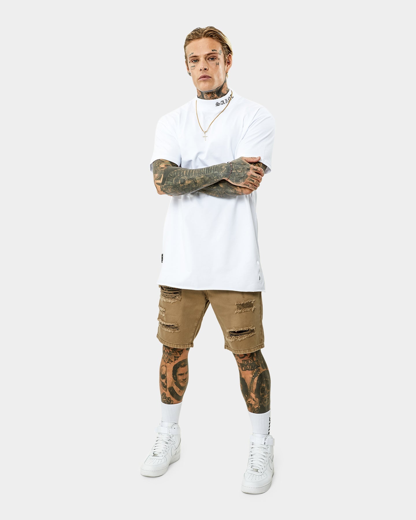 Saint Morta Destroyer Distressed Shorts Brown