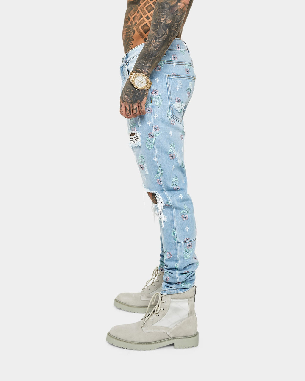 Saint Morta Lover Distressed Jeans Superwash Blue
