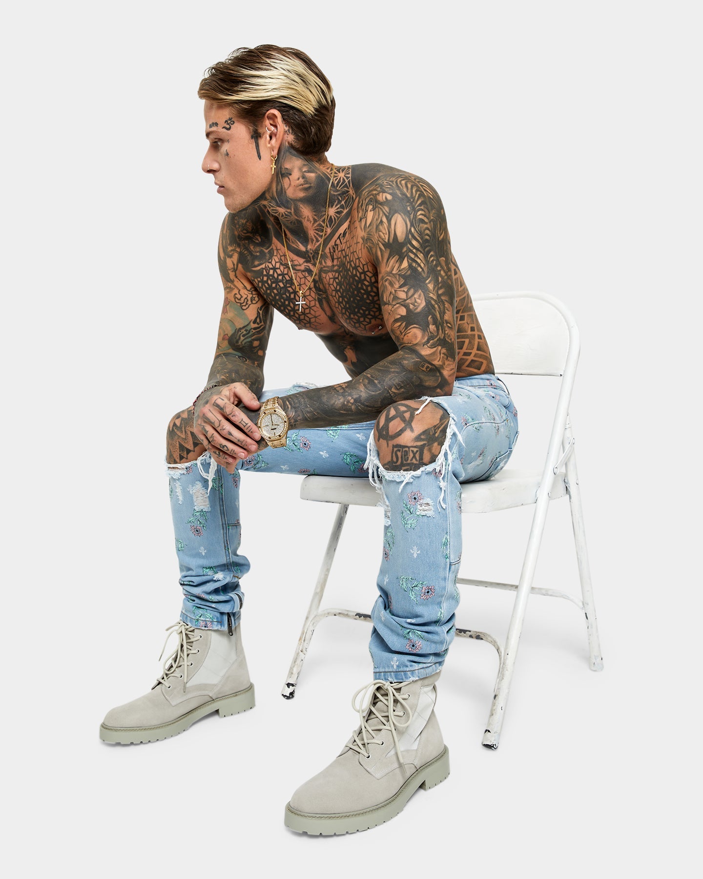 Saint Morta Lover Distressed Jeans Superwash Blue