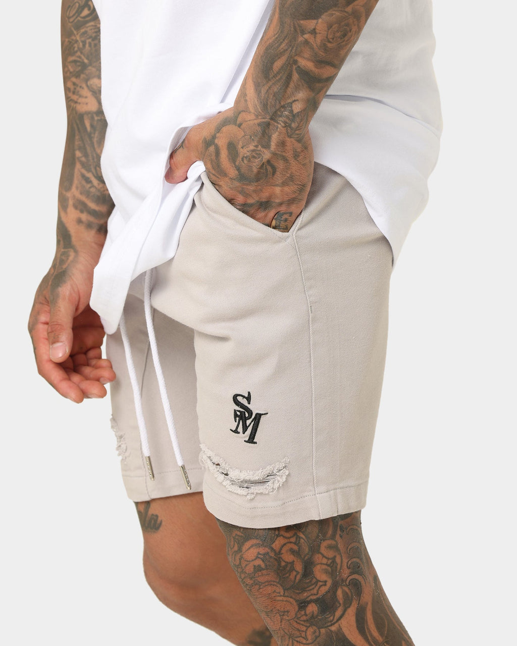 Saint Morta Annex Denim Shorts Grey