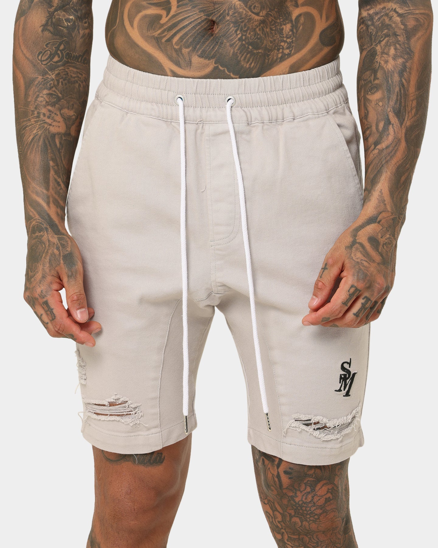 Saint Morta Annex Denim Shorts Grey