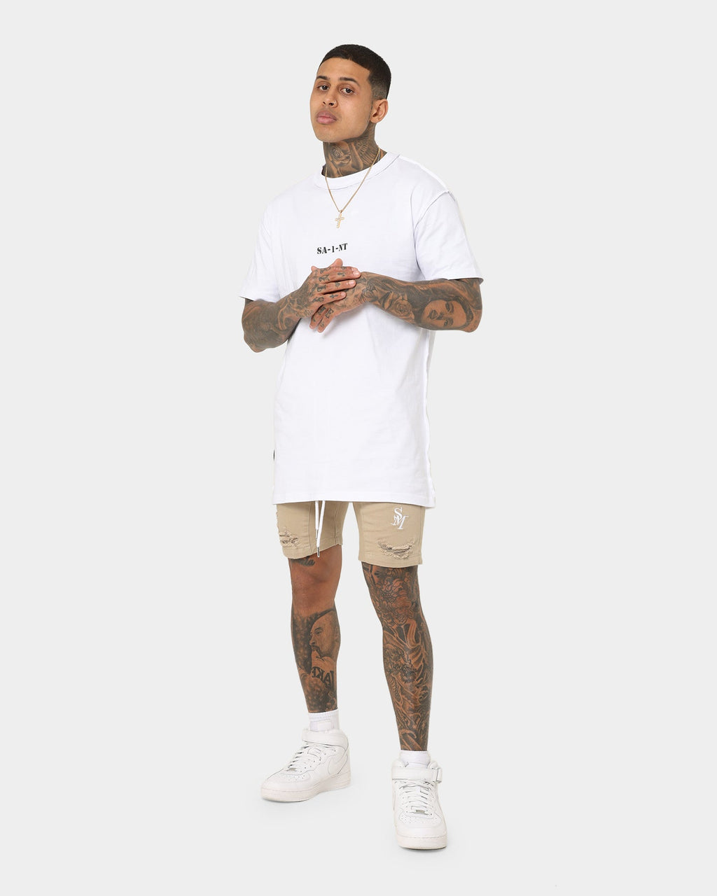 Saint Morta Annex Denim Shorts Stone