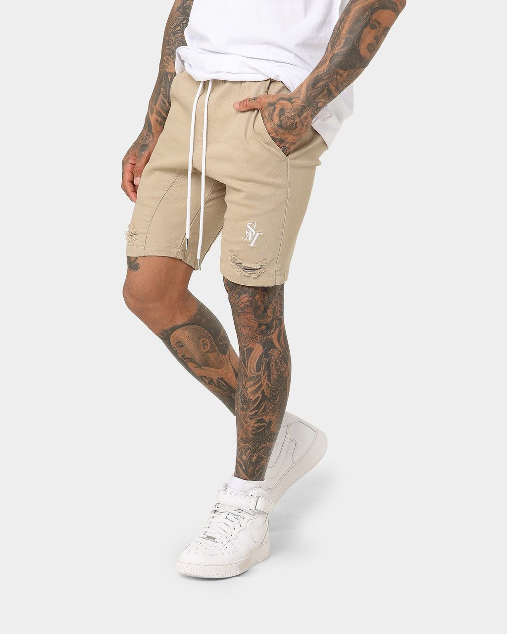 Saint Morta Annex Denim Shorts Stone